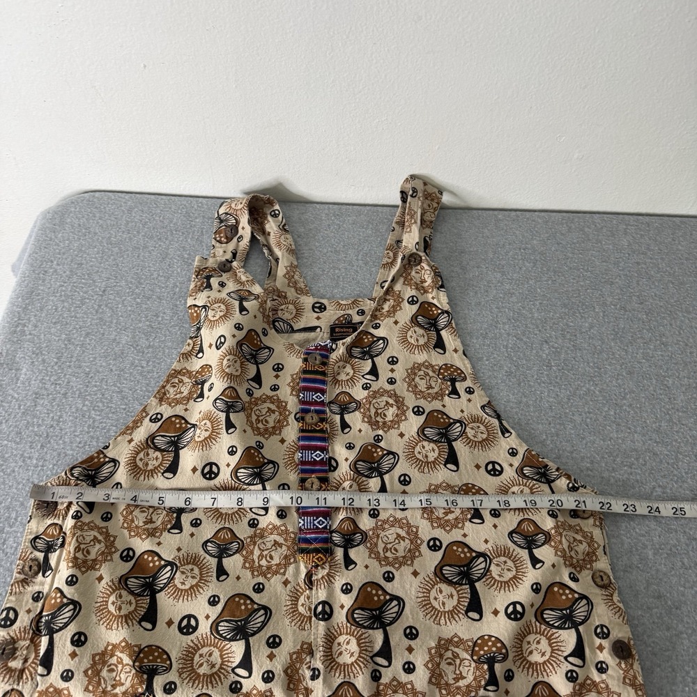 Rising International Mushroom Brown Cotton Overalls Boho Hippie Womens Large - Picture 8 of 11